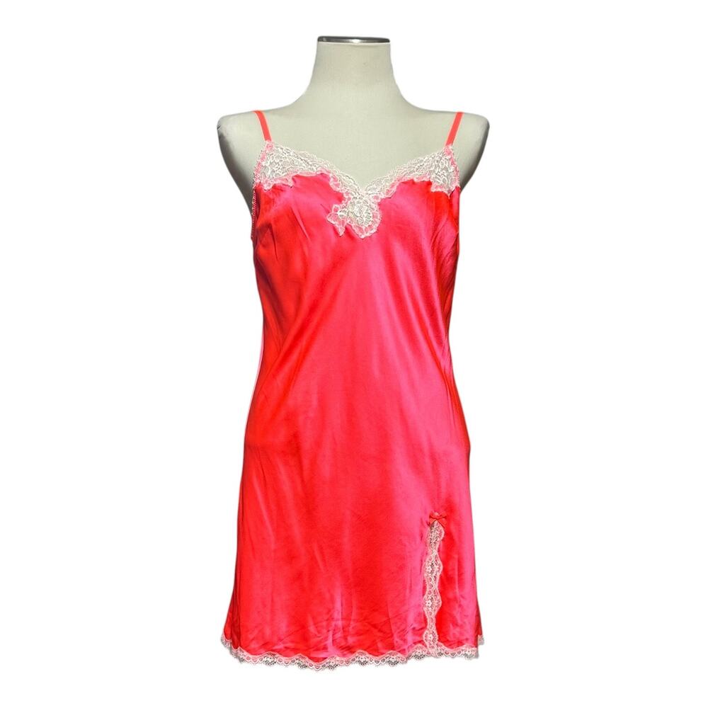 Victoria's Secret Vintage 90s Satin Lace Nightie Hot Pink Large